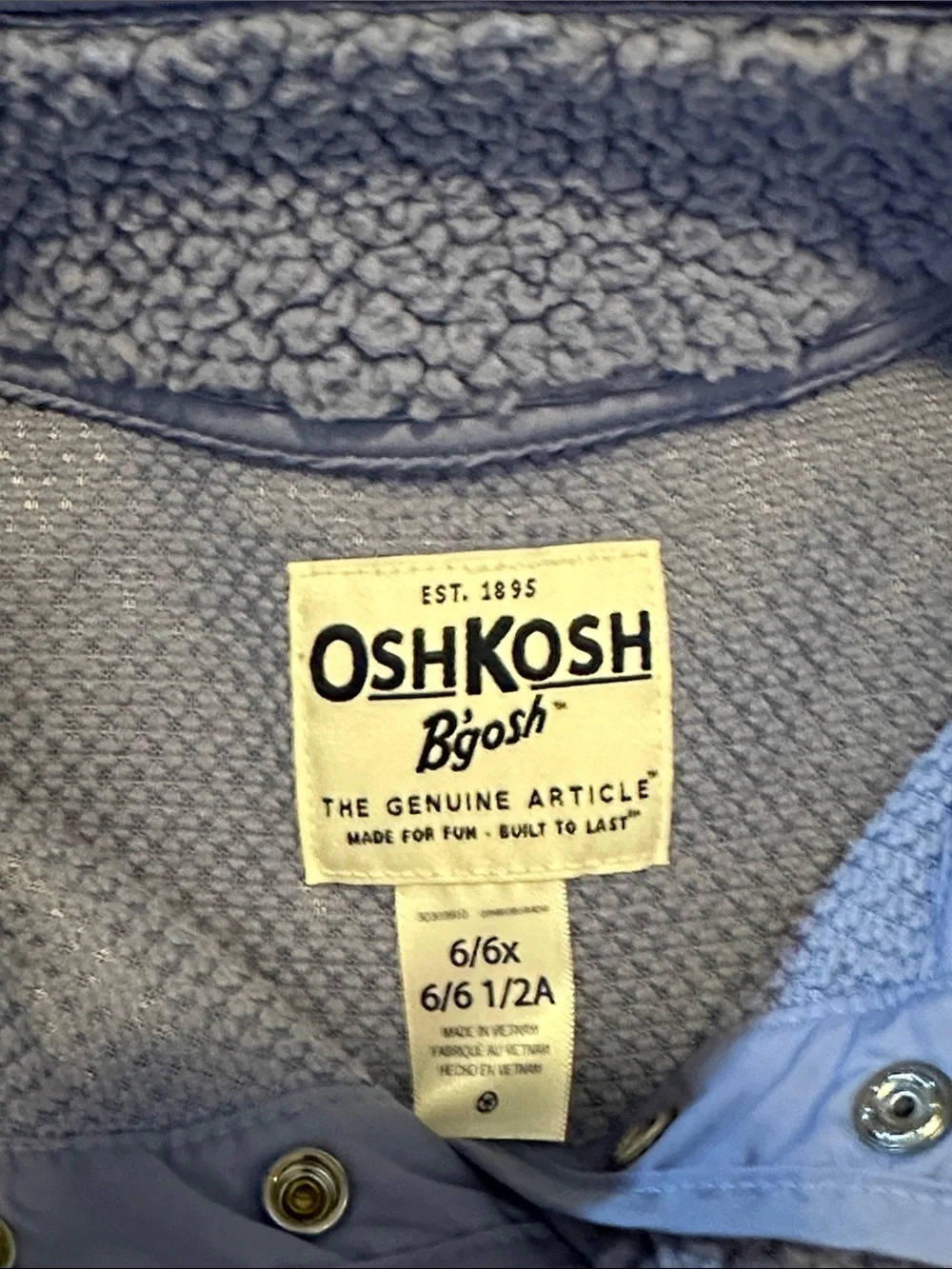 NWOT periwinkle fleece OshKosh B'gosh pullover top size 6X